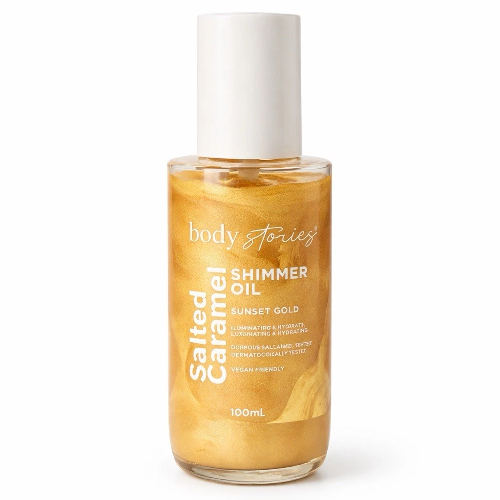 Body Stories Salted Caramel Shimmer Oil - Sunset Gold Shade(100ml)